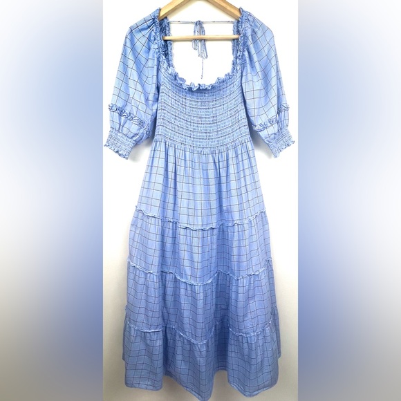 Hill House Nelsi Nap Dress in Diana Blue Check - Picture 6 of 13